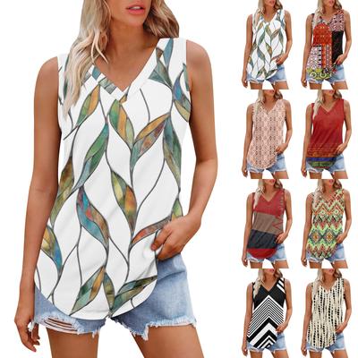 Women's Girl V Neck Tank Top Printing Casual  Top Tank Tops For Women Loose Fit Sleeveless Tops Flowy
