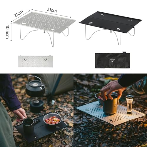 Naturehike Campingtisch, Ultraleicht (300 g), 30 kg Tragfähigkeit, Einteilige Montage, Stabile X-förmige Konstruktion, Kompakt faltbar, Leicht zu reinigen