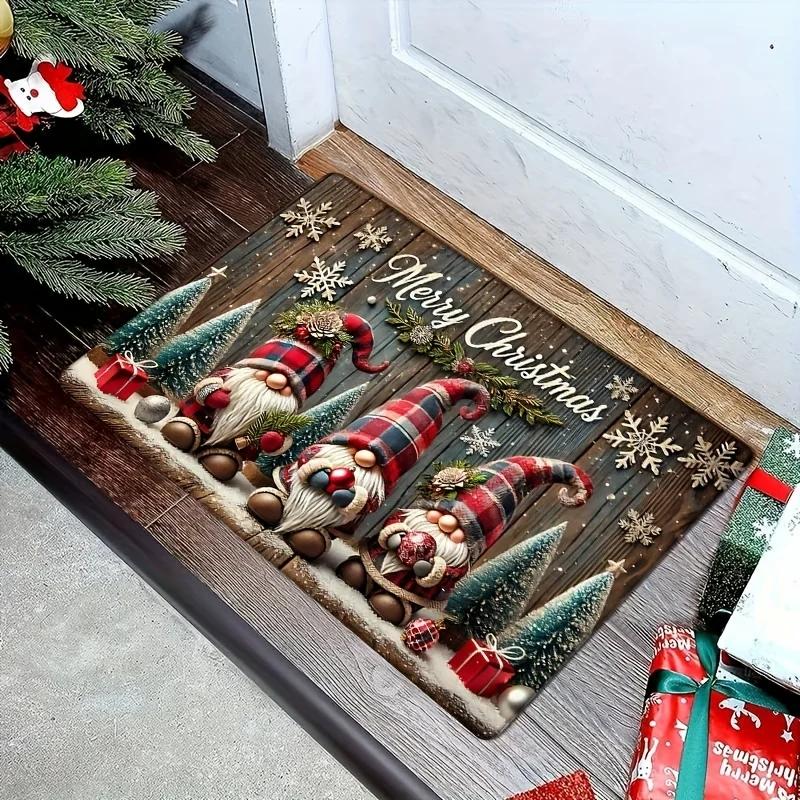 Christmas Decoration Carpet Living Room Porch Christmas Dwarves Welcome Rug Holiday Furniture Decoration Entrance Anti Slip Mat