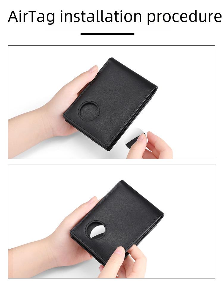 Herren-Geldbörse aus echtem Leder mit Airtag-Halter – Diebstahlsicherer Dollar-Clip