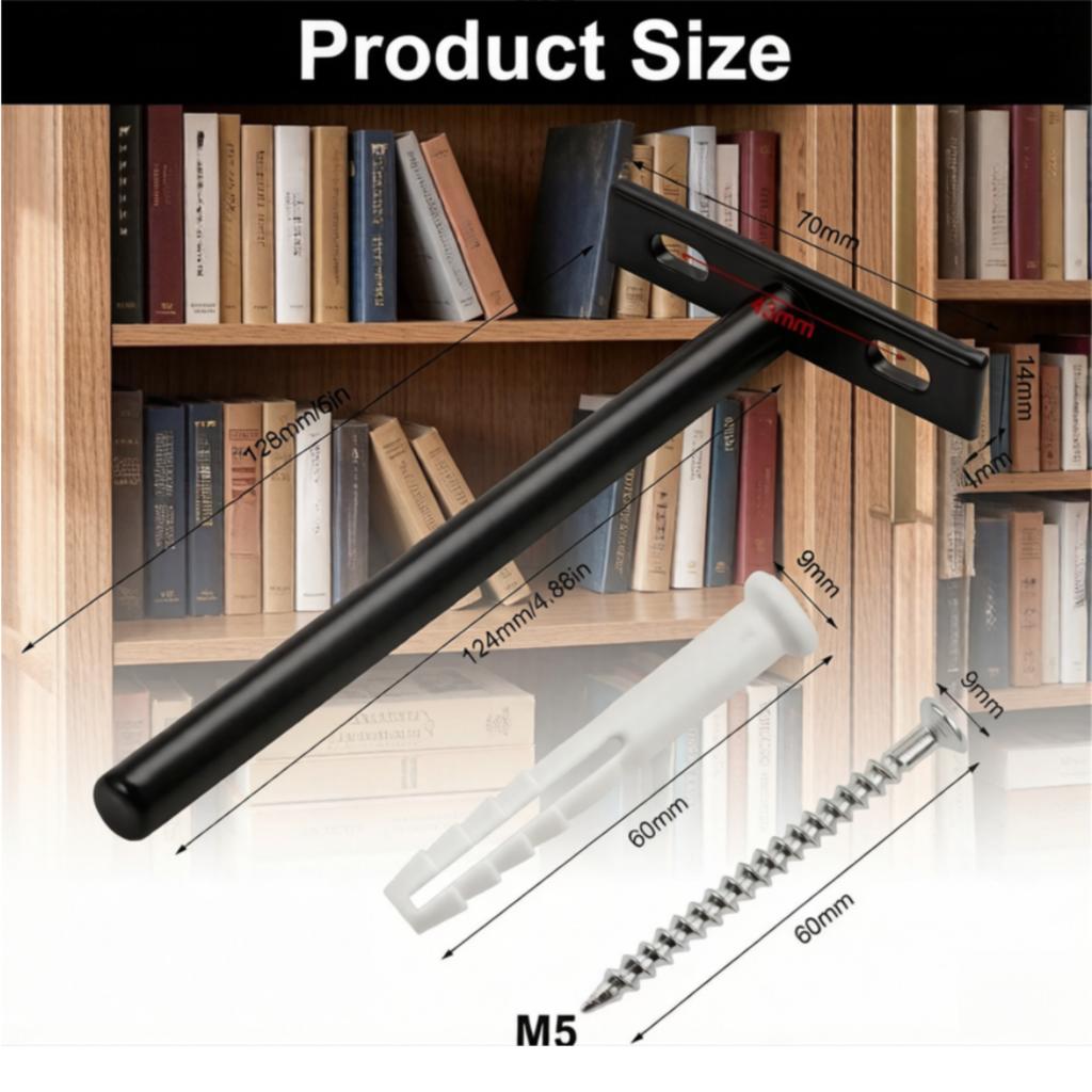 Set of 6 Concealed Fixed Brackets 128 Mm 5-inch Metal Flat Brackets Suspended Shelf Brackets with Screws and Expansion Tubes Concealed Shelf