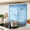 Durable and Stylish Glass Kitchen Backsplash with Water Lily Pattern 60X52 Cm