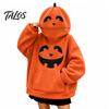 Halloween Pumpkin Hoodie Women Oversized Hoodie, Fall Long Sleeve Hooded Loose Fit Sweatshirt with Pocket, Jack-O-Lantern Holiday Costume Pullover Top