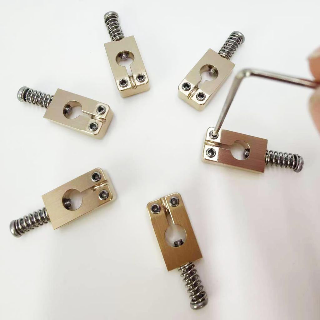 6-piece Set of Round-hole Bridge Natural Brass and Natural Stainless Steel Electric Guitar Bridges String Guide Bridge
