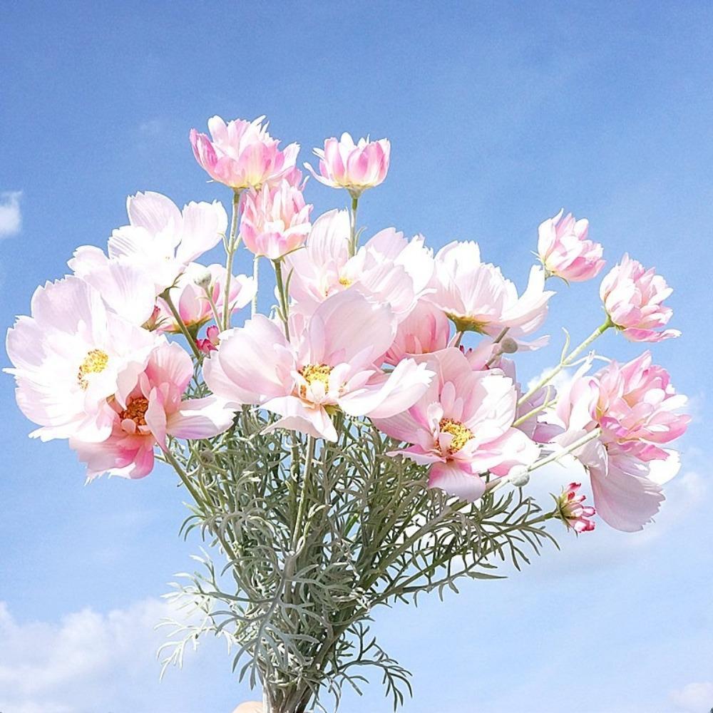 

Luxury Artificial Cosmos Flower Branch Realistic Fake Flower Home Hotel Table Decor жовтий