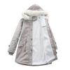 Women's Fashion Solid Colour Autumn And Winter Detachable Hair Collar Long Sleeve Hooded Cotton Fleece Jacket