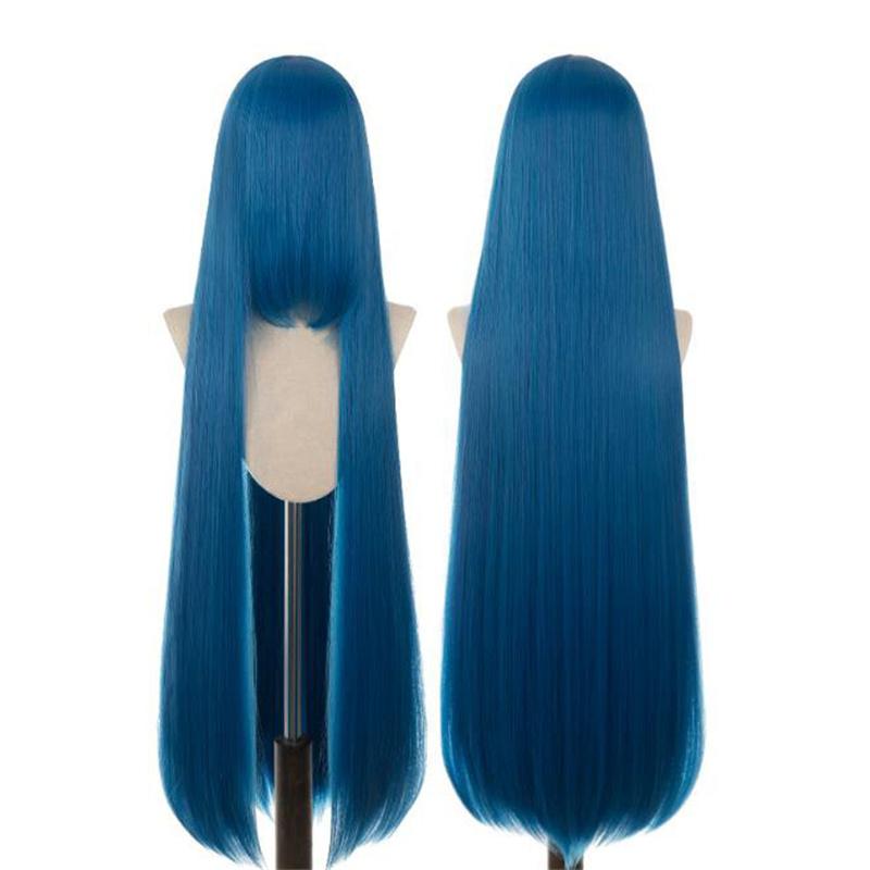 Perucă lungă și dreaptă de 100 cm, blondă, aurie, roz, portocaliu, maro, violet, albastru, verde, negru, gri, culori, rezistentă la căldură, păr Lolita