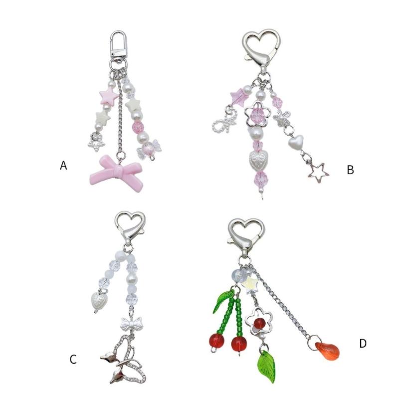 Fashion Star Bowknot Butterfly Hanging Pendant Sweet Phone Strap Bag Decoration Portable Hanging Lanyard for Girls Women
