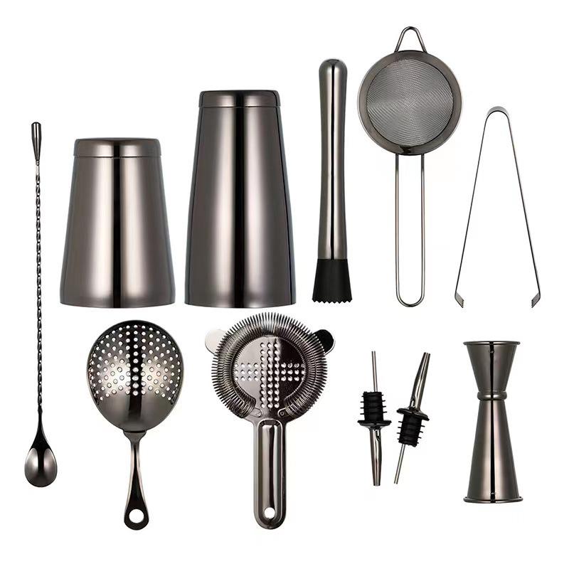 Rose Gold 11-Piece Stainless Steel Cocktail Shaker Set with Boston Shaker, Mixing Spoon, and Double-Ended Jigger