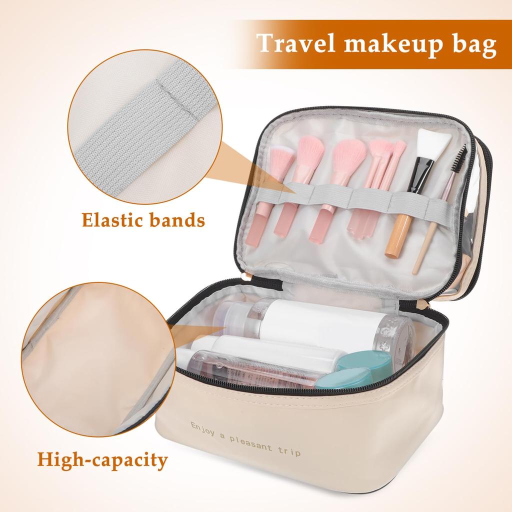 Frcolor Makeup Travel Cosmetic Travel Toiletry Large Capacity Cosmetic Cosmetic Storage Makeup Travel Toiletry Travel Pouch Pouch, Bag, Double-Layer