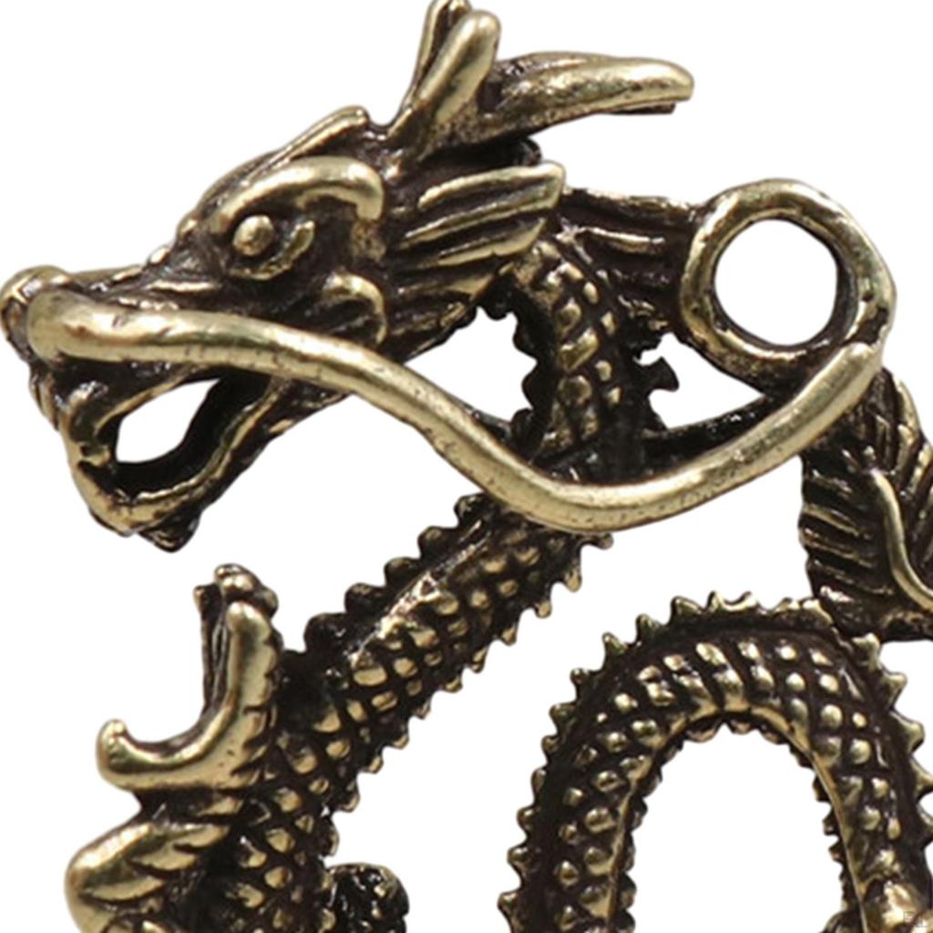 Brass Mini Chinese Dragon Keychain Pendant Cute for Year