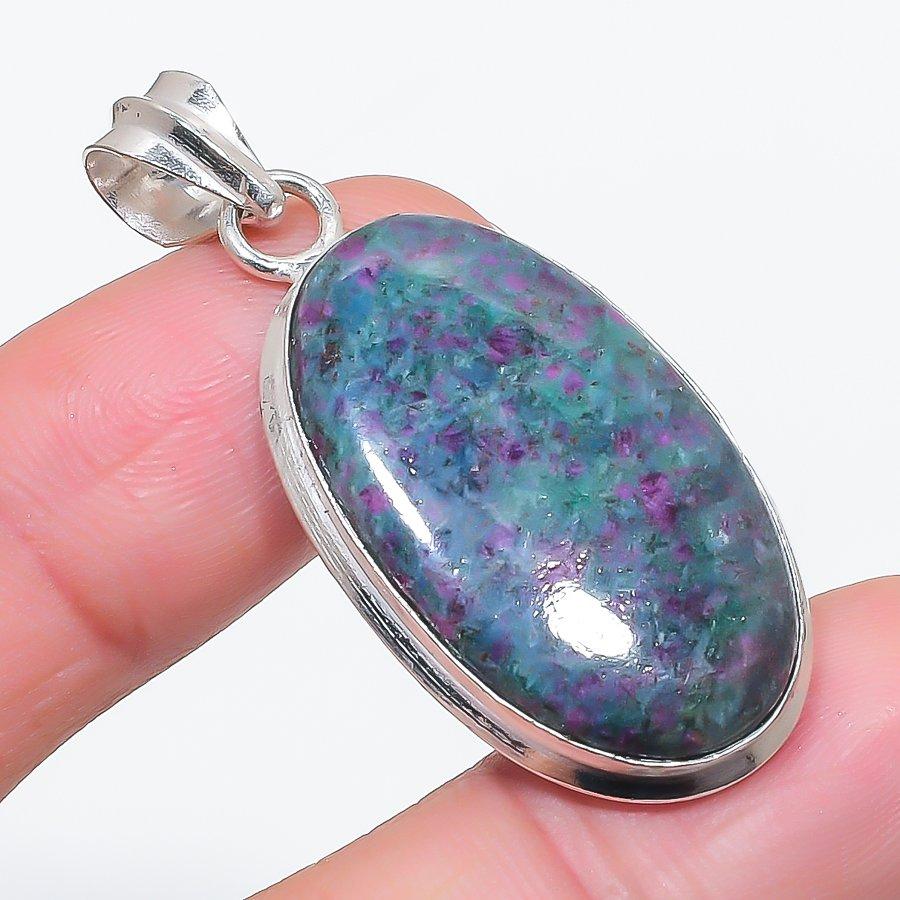 

Natural Ruby Fuchsite Gemstone 925 Sterling Silver Jewelry Pendant 1.89 h4t18