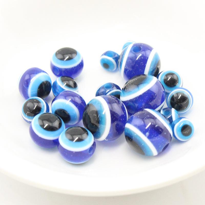 Economical 1000Pcs/Pack 4/6/8mm Evil Eyes Beads For Jewelry Making Blue Round Smooth Beads For DIY Bracelet Necklace Earrings