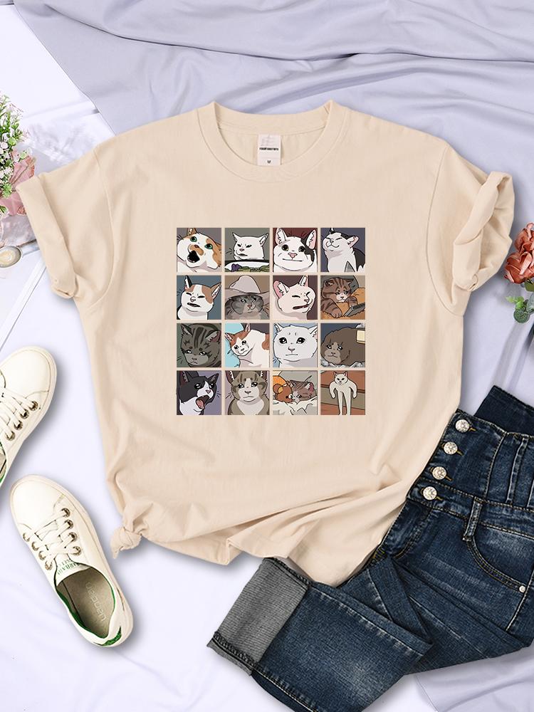 Animal Dog Cat Printing Women Tee Shirts Trendy Summer Clothing Harajuku Sport Style Tops Multicolor Casual Female T-Shirt