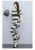 Women's Plus Size Summer Tie-Dye Cotton Linen Suit: Irregular Hem Top & Wide Leg Pants Two-Piece Set