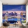 3d Stereo City Night View Curtain City Scenery Live Background Curtain Bar Restaurant Restaurant Floor-to-ceiling Window Cortina