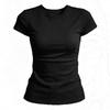 Damen Slim Fit Rundhals Kurzarm T-Shirt - Sommer 2026 Vielseitiges Basic Top