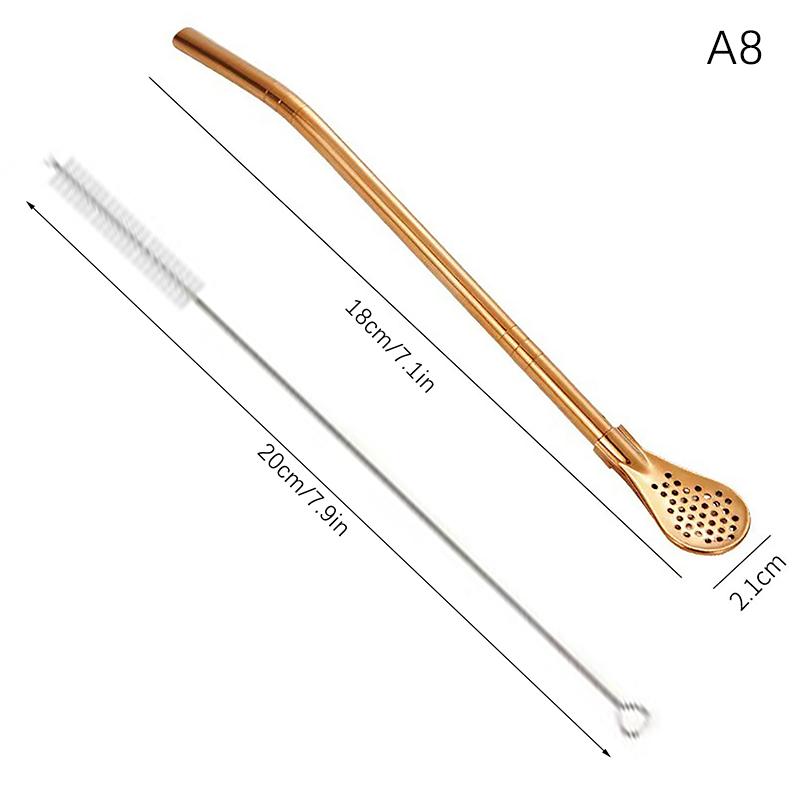 Reusable Straws Metal Stainless Steel Drinking Straw Milk Drinkware Creative Mixing Spoon Milk Tea Coffee Bar Party Accessories