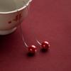 New Cinnabar Pure Silver Ear Thread, Hypoallergenic Earrings, Simple Women's Ear Studs, Ear Piercing Care, Birthstone Gift