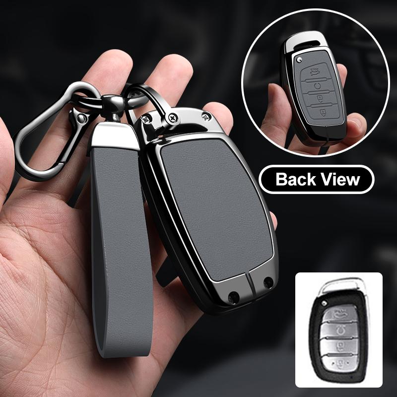 Zinc Alloy Leather For Hyundai Ix35 I40 I20 I10 Tucson Elantra Creta Sonata Ioniq Accent Creata Smart Remote Cover Car Key Case