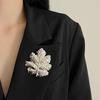 French Style Long Leaf Pin Corsage Ornament Metal Glossy Brooch  Western-style Clothes