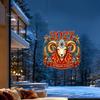PVC Decorative Film 2027 Year Sheep Window Decal, Russian Happy New Static Sticker, Zodiac Flexible Shape Wall Decals Goat Glass Door Decor, Reusable