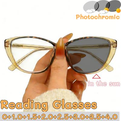 Occhiali da Lettura Fotocromatici Eleganti alla Moda da Donna Personalizzati Anti Luce Blu Che Cambiano Colore Occhiali per Vista Rapida+4.0