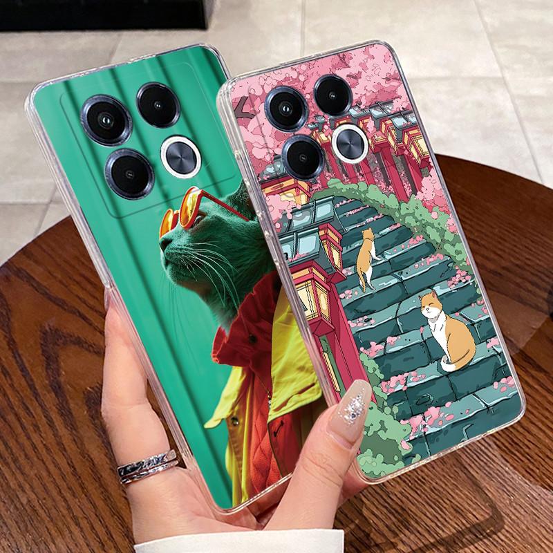 Jelly Casing For Infinix Note 40 5G X6851 X6852 Fundas Capa Clear Silicone Soft TPU Back Cover Cute Cat Rabbit Heart Phone Case