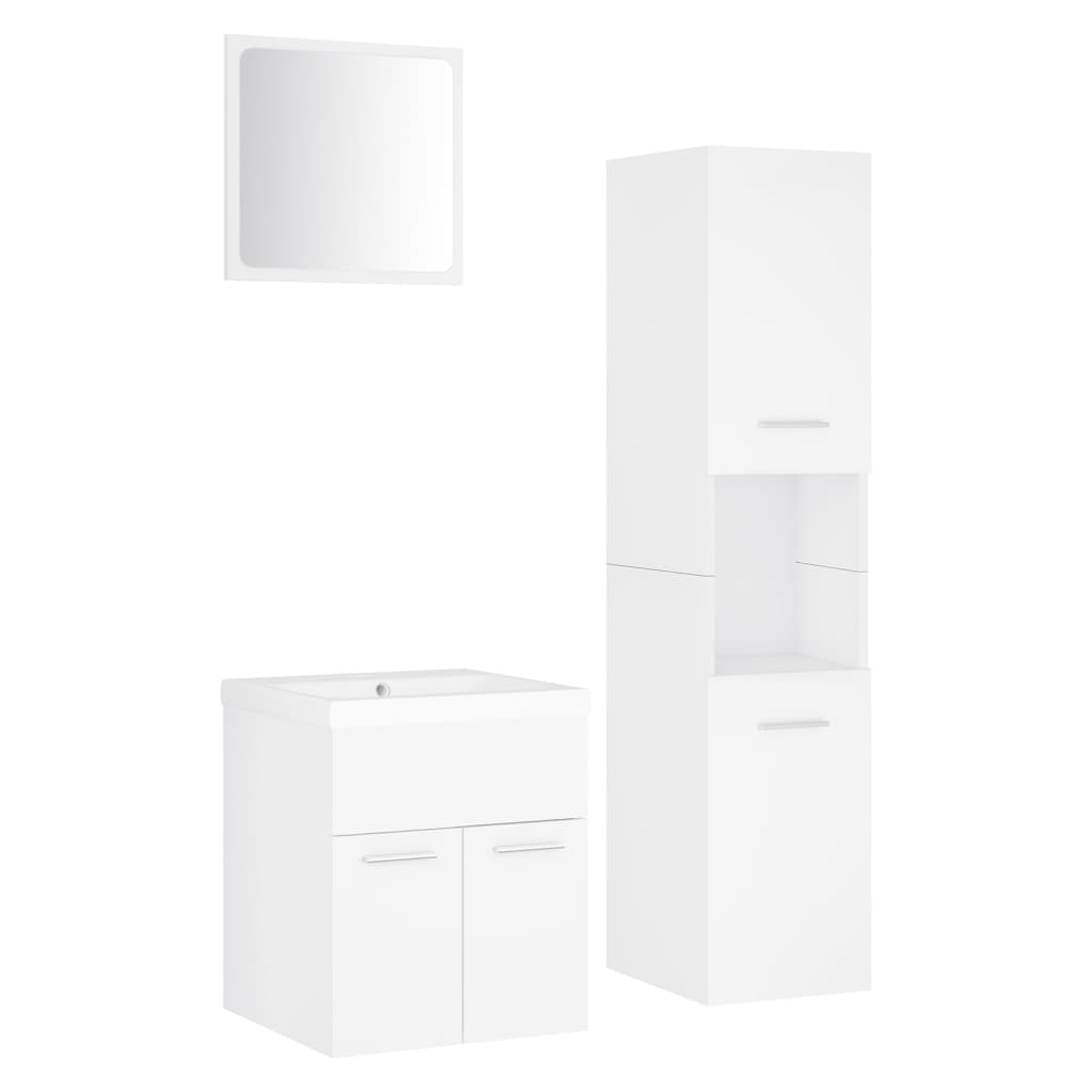 Bathroom Furniture Set White Particleboard