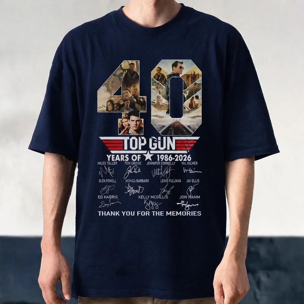 Top Gun 40th Anniversary Movie Graphics Men's Clothing T-shirt Cotton 2026 Summer New Classic Retro Fashion Streetwear T Shirt