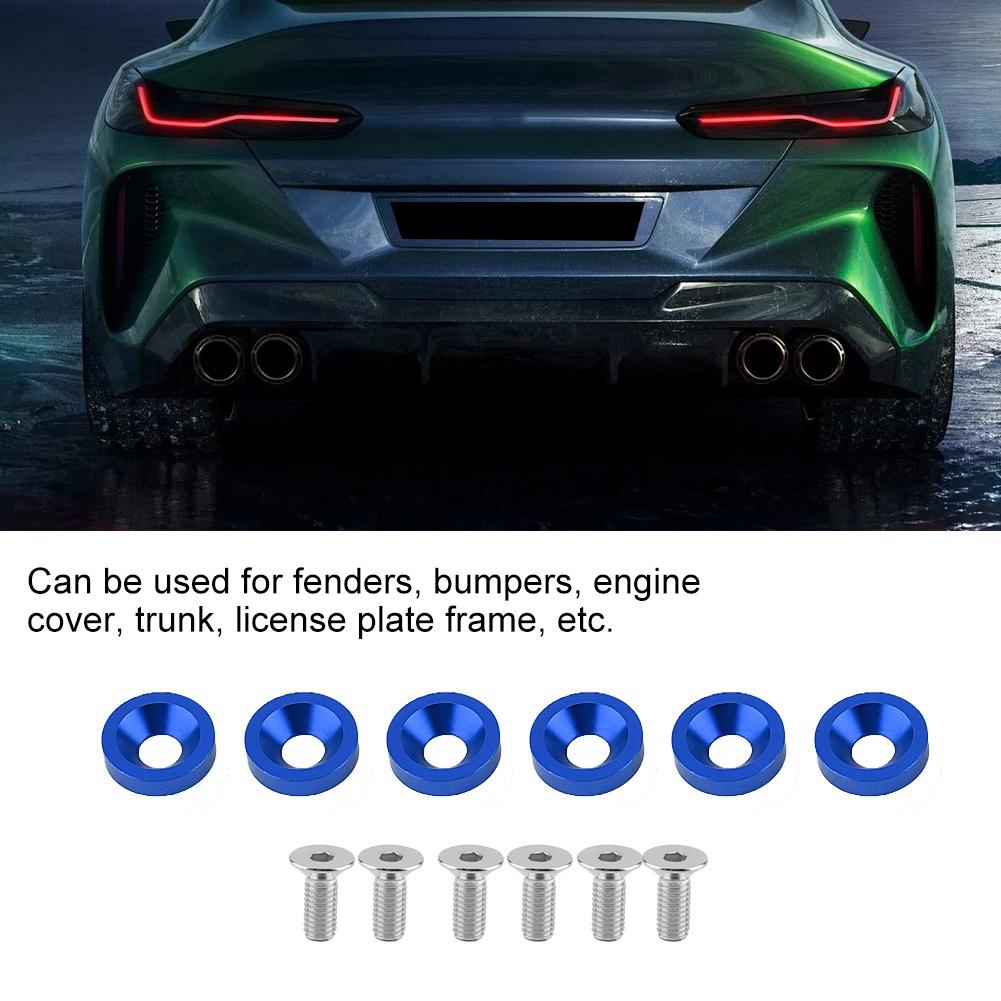 6ks Rám SPZ auta motocyklu Blatník Nárazník Kryt motoru Podložka Šroubová sada (Modrý)