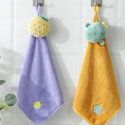 1/4PCS Coral Velvet Cute Fruit Soft Hand Towels Absorbent Dishcloths Hanging Kitchen Bathroom Wipe Cleaning Cloth Accessories