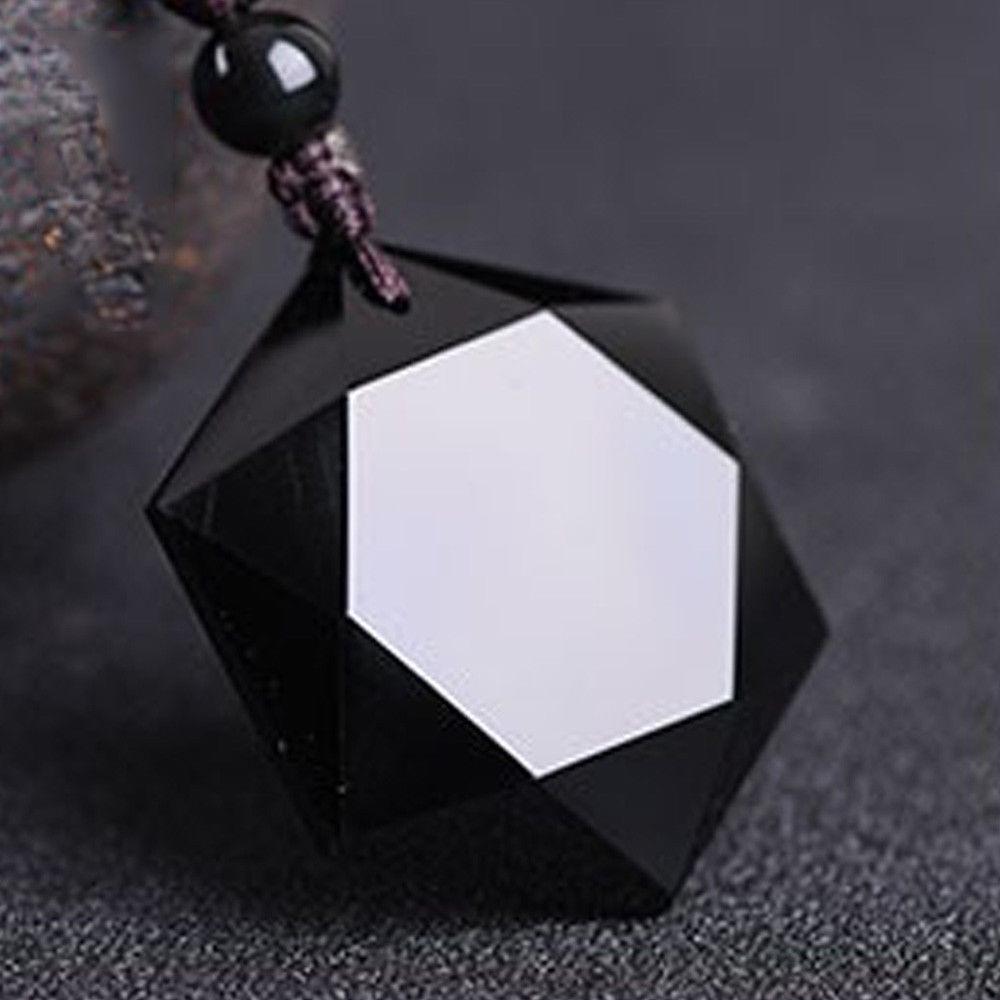 Fashion Fashion Blessing Black Lucky Jewelry Hexagram Shape Necklace Amulet Obsidian Pendant