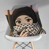 Cartoon Arabic Muslim Girls Throw Pillow Case Living Room Sofa Cushion Cover For Home Bedroom Decoration Protector