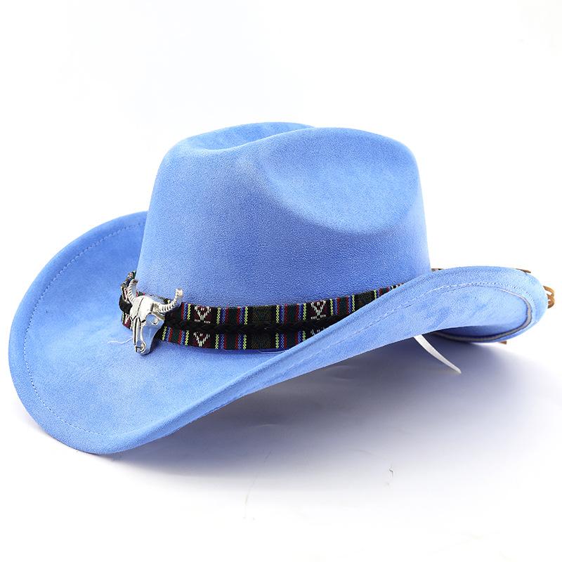 Classic suede brim western cowboy hat for men and women - outdoor travel hat with rolled brim, ethnic style fedora, felt hat