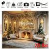 2D Flat 1 Christmas Gorgeous Living Room Background Cloth Party Banner Christmas Atmosphere Polyester Material