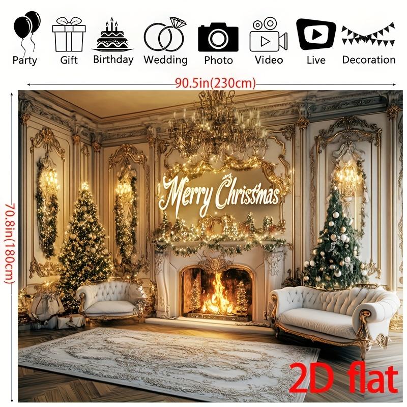 2D Flat 1 Christmas Gorgeous Living Room Background Cloth Party Banner Christmas Atmosphere Polyester Material