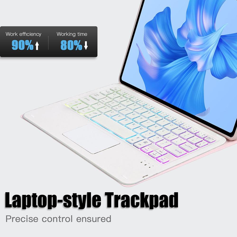 Praktisk, avtakbart trådløst Bluetooth-bakbelyst tastatur med berøringsflatedeksel for Huawei MatePad Pro 11" 2022 TPU-nettbrettdeksel