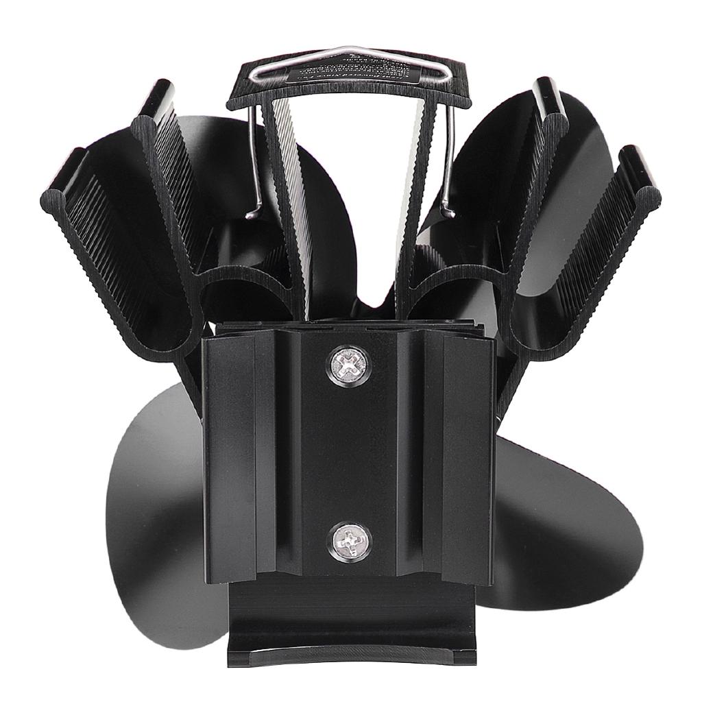 Semineu de perete, cu ventilator de sobă cu 4 pale, cu circulație termică, alimentat de căldură, nou