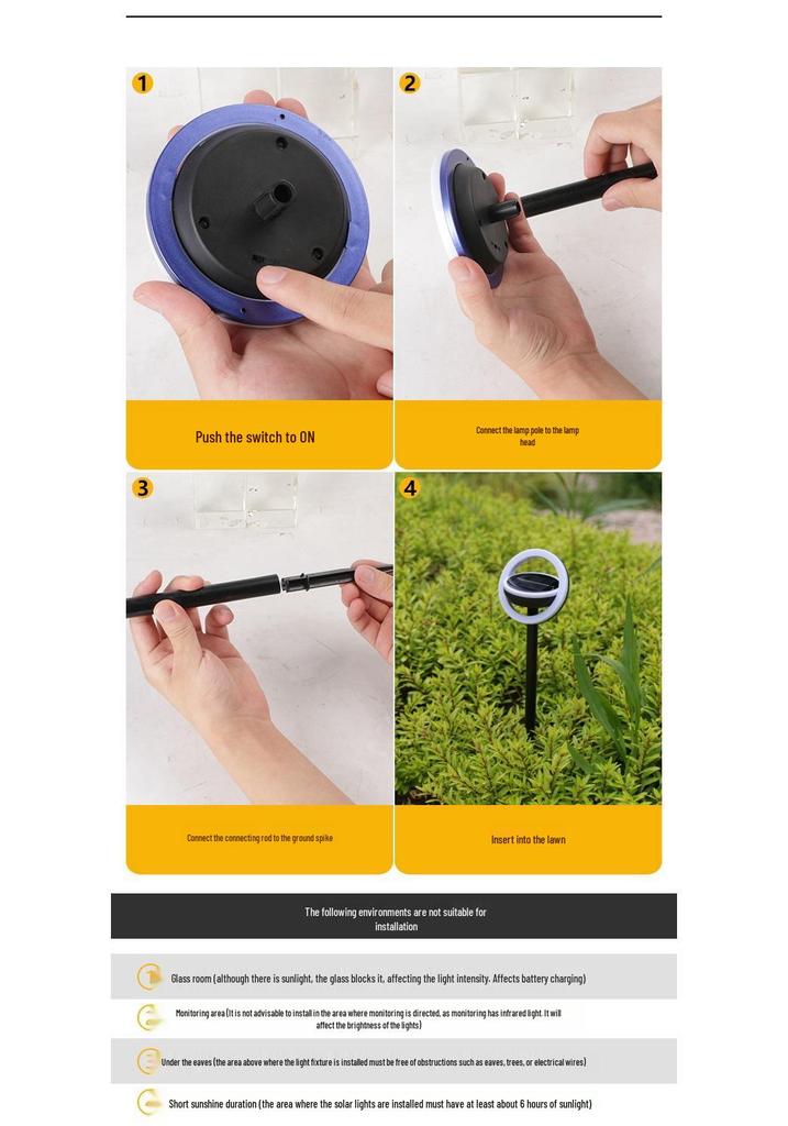 Waterproof Solar Garden Lights: Outdoor Courtyard, Lawn, Flower Bed Decoration with Ground Stake & Sensor