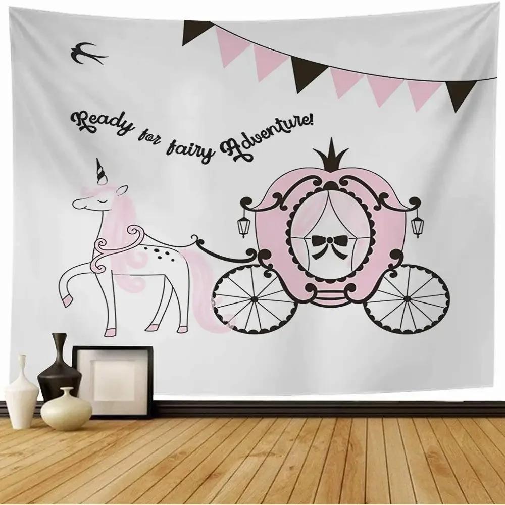 Princess Carriage Cartoon Tapestry Office Living Room Decoration Home Wall Tapestry