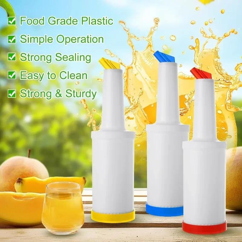 Caraffe Dosatrici in Plastica per Succhi da 1L Bar Versatoi Colorati Contenitori Bottiglia per Versare Succhi per Bar Casa Cucina Ristorante Cafe