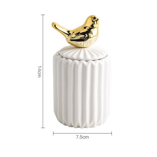 1pc Ceramic Toothpick Jar Cotton Swab Container Elk, Bird, Starfish Toothpick Jar Key Storage Box with Lid Household Goods
