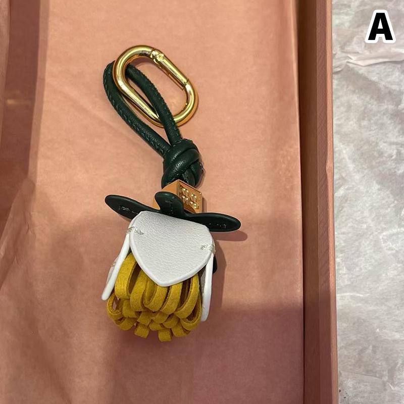 Flower Leather Bags Charm Ornaments Cowhide Flower Decorative Hanging Tassels Car Handbag