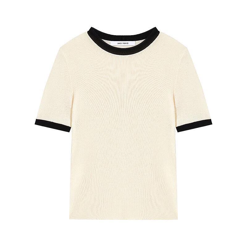 

LANCY Триацетатный трикотажный топ с круглым вырезом и короткими рукавами M