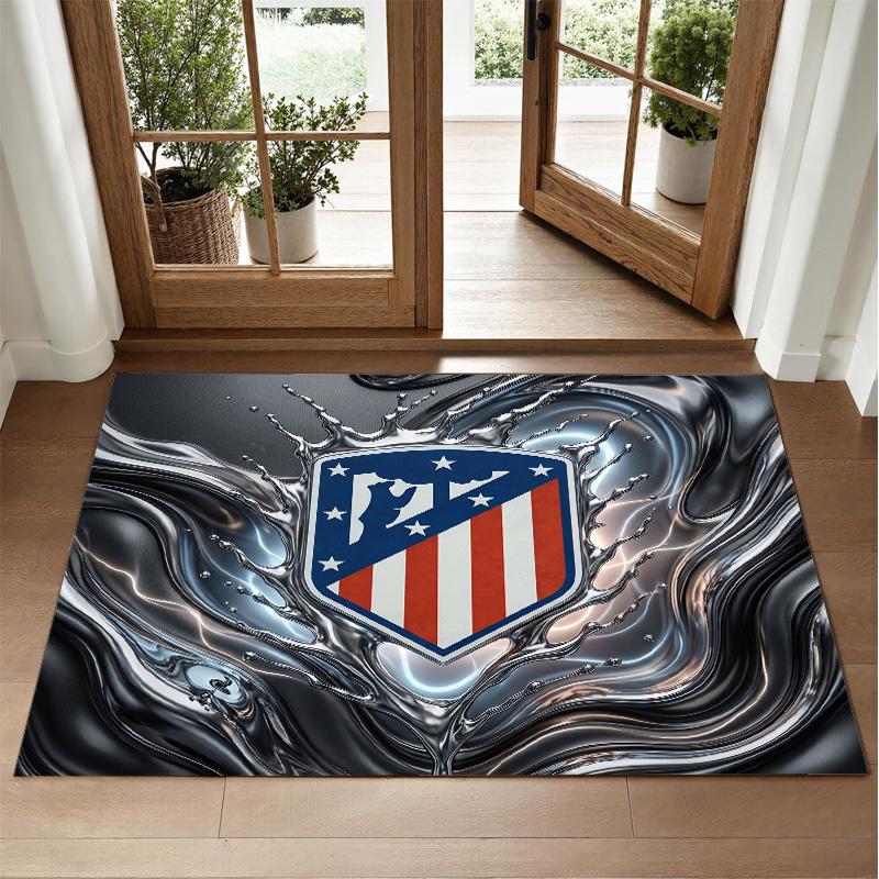 Atletico Madrid Design Crystal Velvet Rug Soft Decorative Mat for Bedroom Entrance