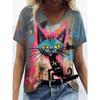 Fashion Women'S T-Shirt Funny Cat 3D Print Top Woman Harajuku Leisure T Shirt Casual Clothing Summer Female Shirt