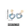 Vintage European & American Style Geometric Blue Heart Earrings for Women