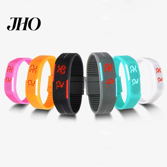 Orologio da polso digitale touch con cinturino sportivo LED rosso in silicone moda uomo donna