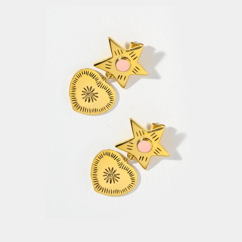 

Звездный сплав Модные серьги-капли в форме сердца Уникальные украшения Женские античная золотой